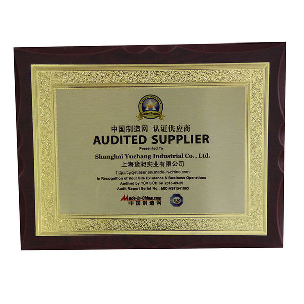 China SHANGHAI YUCHANG INDUSTRIAL CO., LIMITED certification